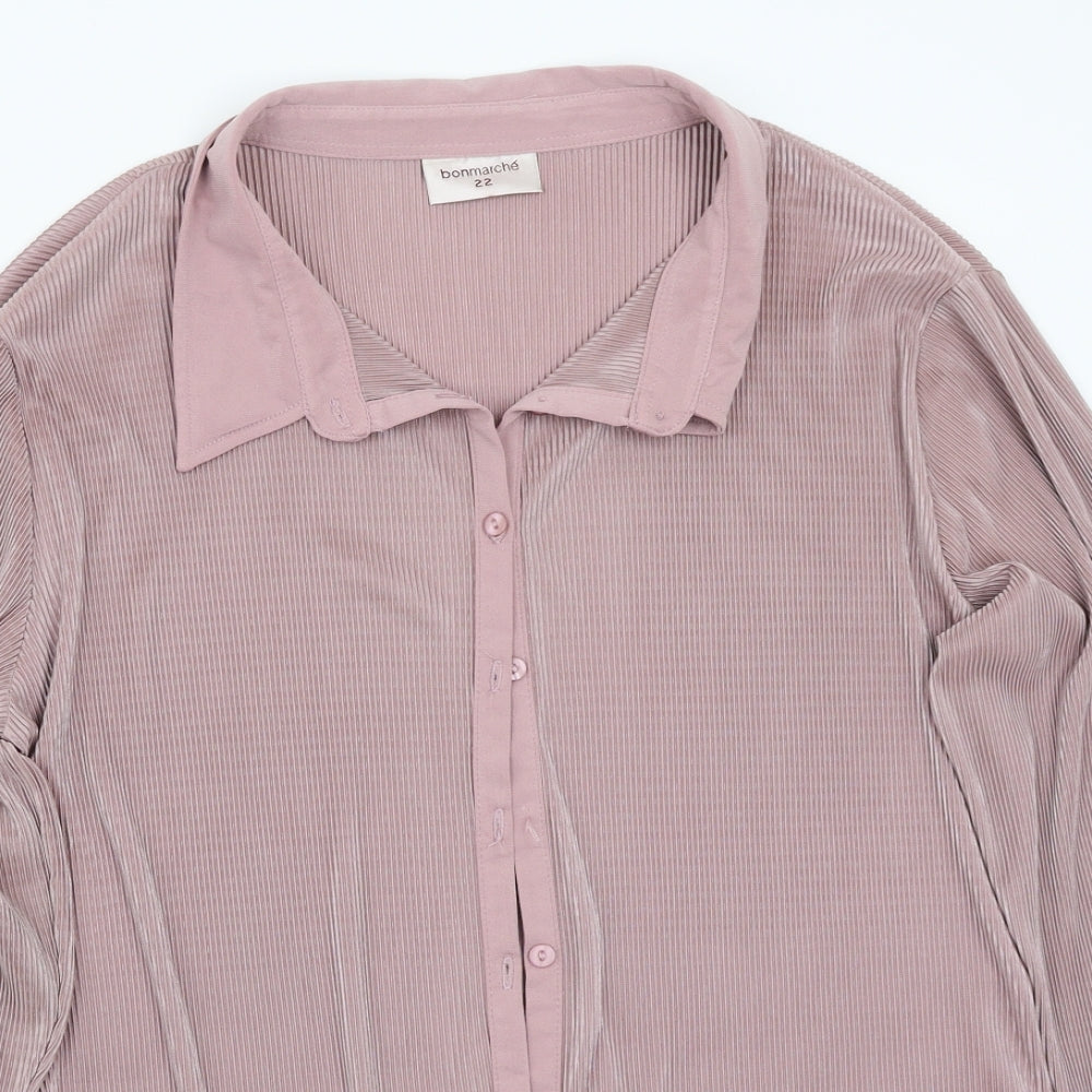 Bonmarché Womens Pink   Basic Button-Up Size 22