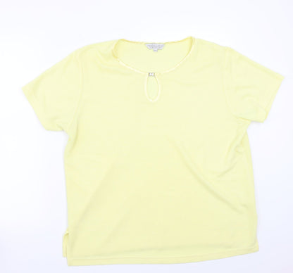 Womens UK Size M Carolyn Taylor Yellow Basic T-Shirt