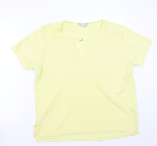 Womens UK Size M Carolyn Taylor Yellow Basic T-Shirt