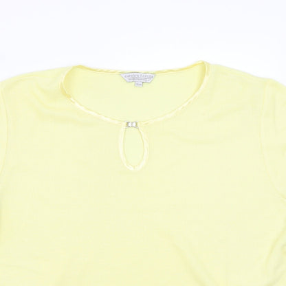 Womens UK Size M Carolyn Taylor Yellow Basic T-Shirt
