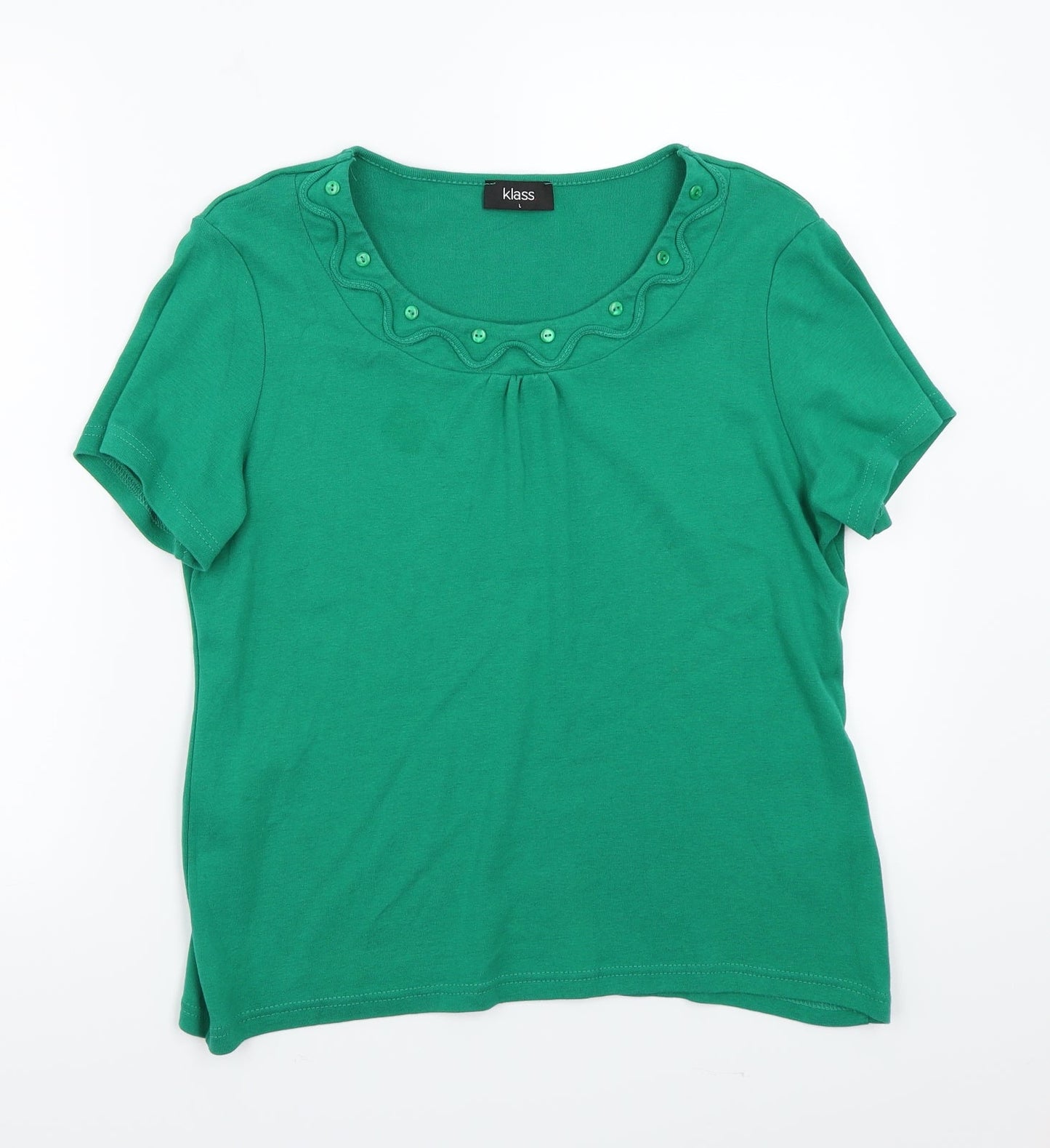 Womens UK Size L Klass Green Basic T-Shirt