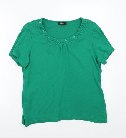Womens UK Size L Klass Green Basic T-Shirt