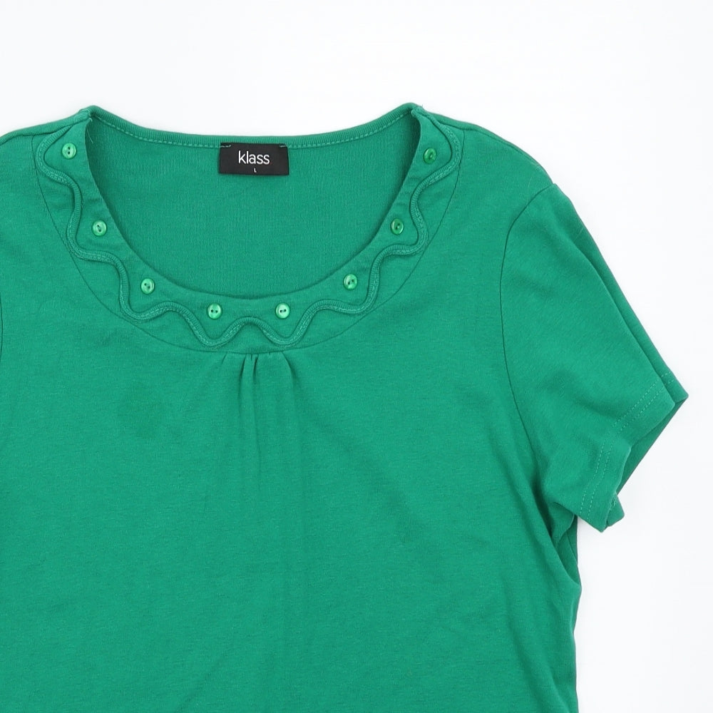 Womens UK Size L Klass Green Basic T-Shirt