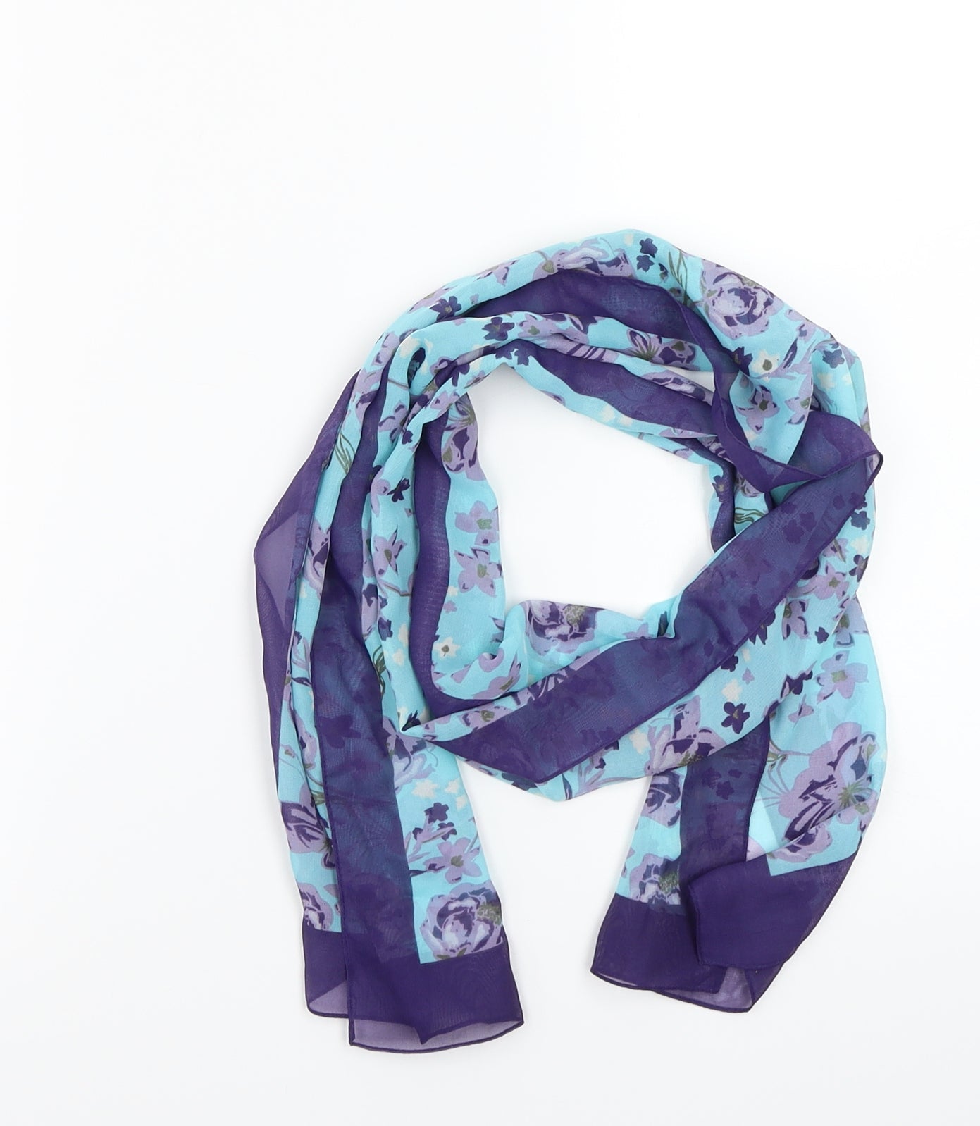 Preworn Womens Blue Floral   Scarf