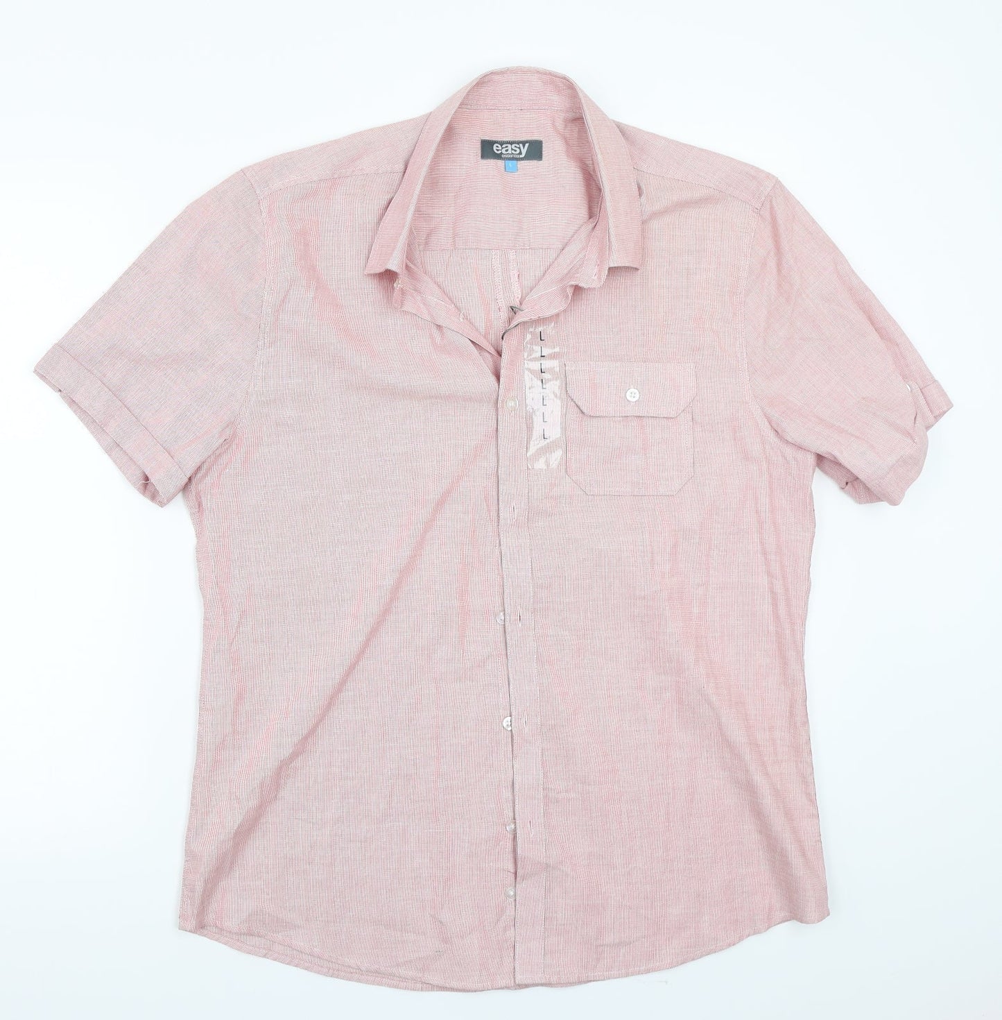 Mens UK Size L Easy Red  Button-Up Long Sleeve Casual Shirt