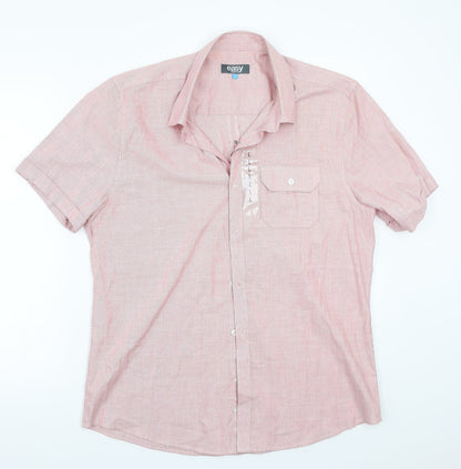 Mens UK Size L Easy Red  Button-Up Long Sleeve Casual Shirt