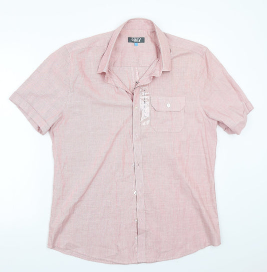 Mens UK Size L Easy Red  Button-Up Long Sleeve Casual Shirt