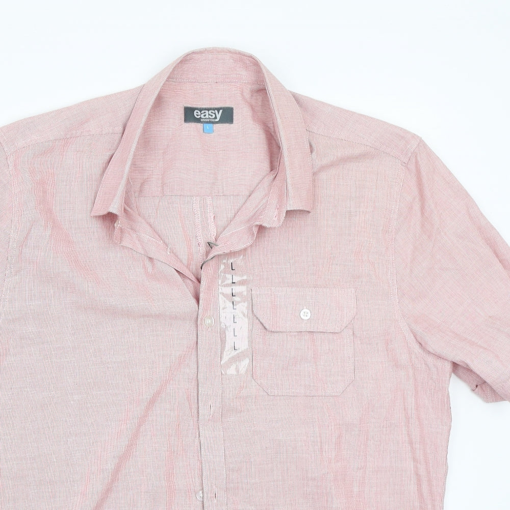 Mens UK Size L Easy Red  Button-Up Long Sleeve Casual Shirt