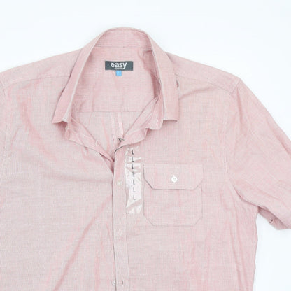 Mens UK Size L Easy Red  Button-Up Long Sleeve Casual Shirt