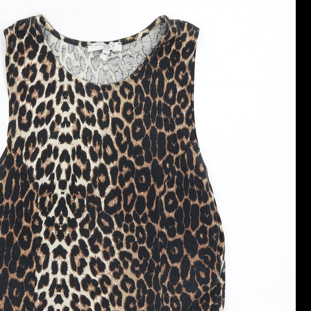 Womens UK Size 14 Newlook Brown Basic T-Shirt