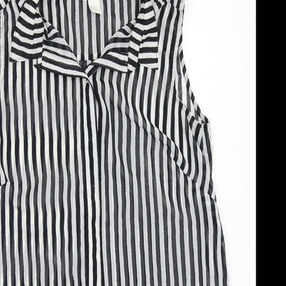 H&M Womens White Striped  Basic Button-Up Size L