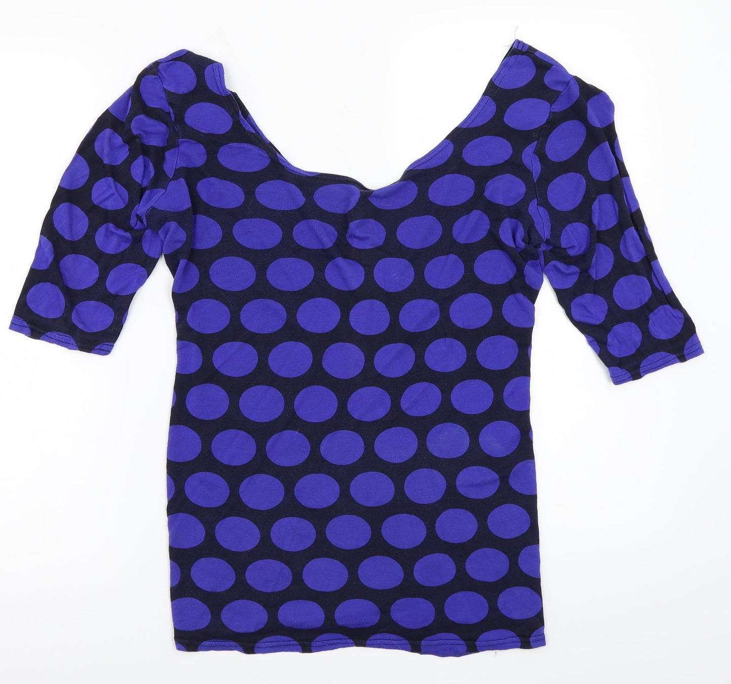 Womens UK Size 14 Internationale Blue Basic T-Shirt