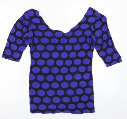 Womens UK Size 14 Internationale Blue Basic T-Shirt