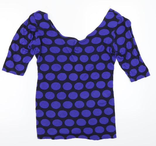 Womens UK Size 14 Internationale Blue Basic T-Shirt