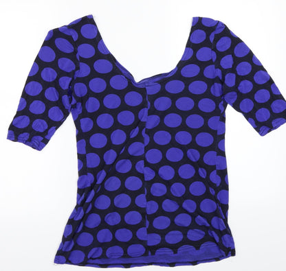Womens UK Size 14 Internationale Blue Basic T-Shirt