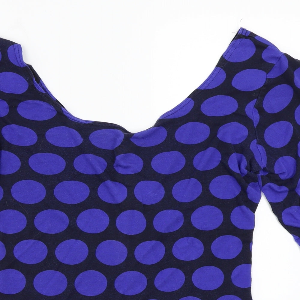 Womens UK Size 14 Internationale Blue Basic T-Shirt
