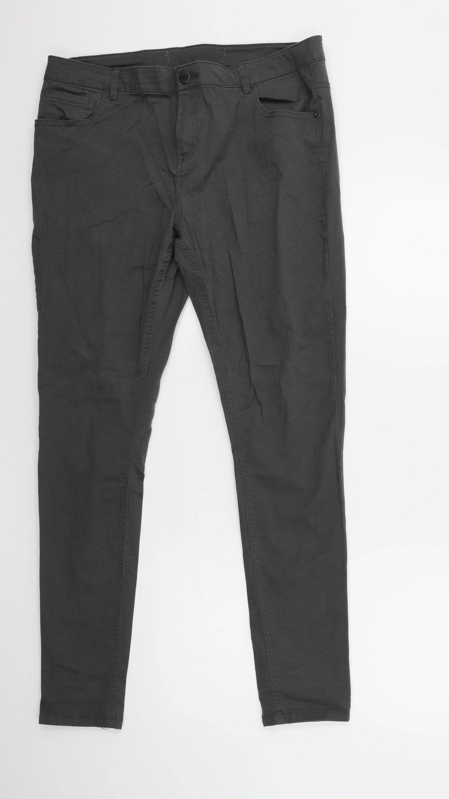 Womens UK Size 14 Denim & Co. Regular Fit Chino Green Trousers