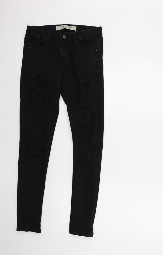 Denim & Co. Womens Black  Denim Skinny Jeans Size 10 L29 in