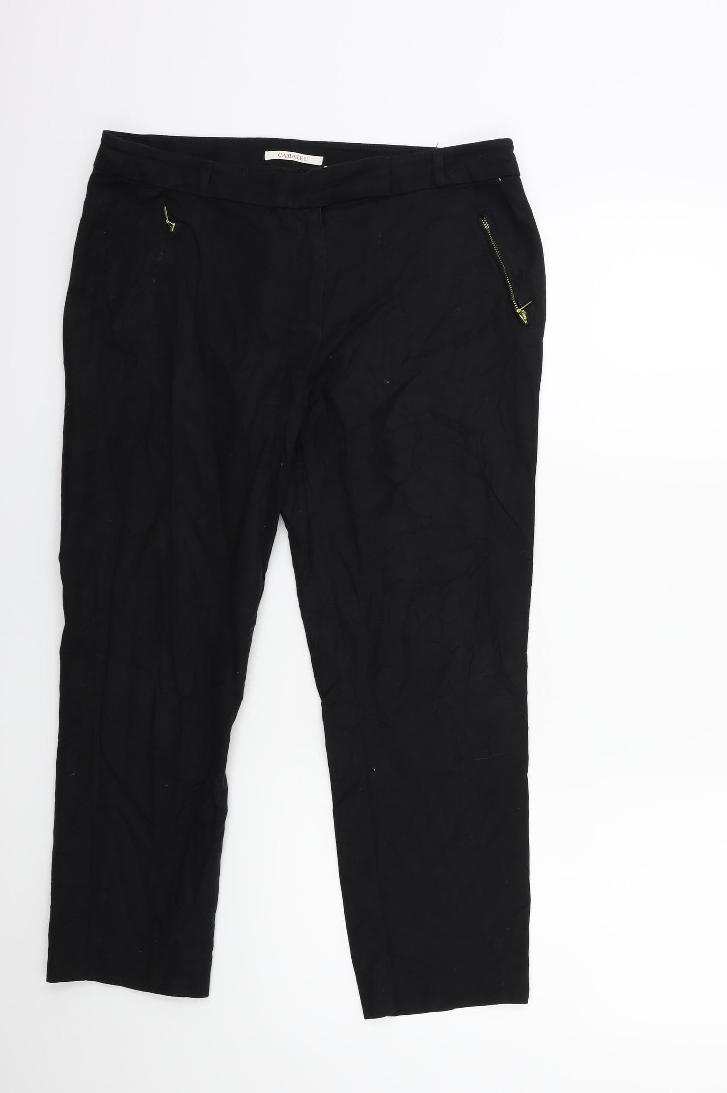 Womens UK Size 32 in Camaïeu Regular Fit Cargo Black Trousers
