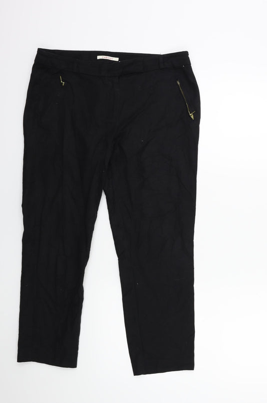 Womens UK Size 32 in Camaïeu Regular Fit Cargo Black Trousers