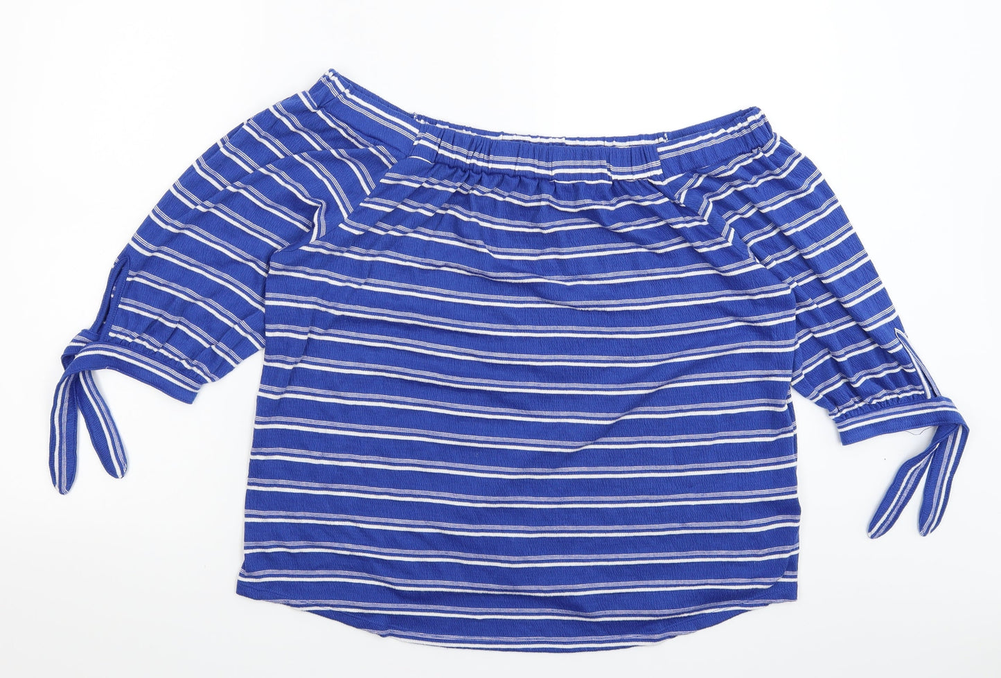 Papaya Womens Blue Striped  Basic T-Shirt Size 16