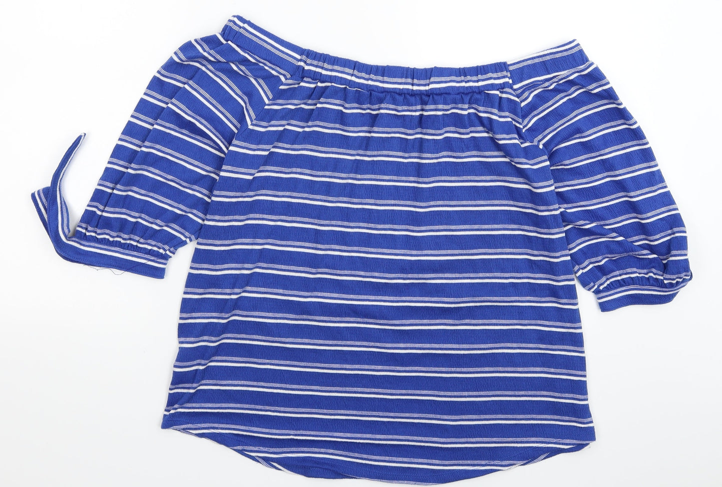 Papaya Womens Blue Striped  Basic T-Shirt Size 16