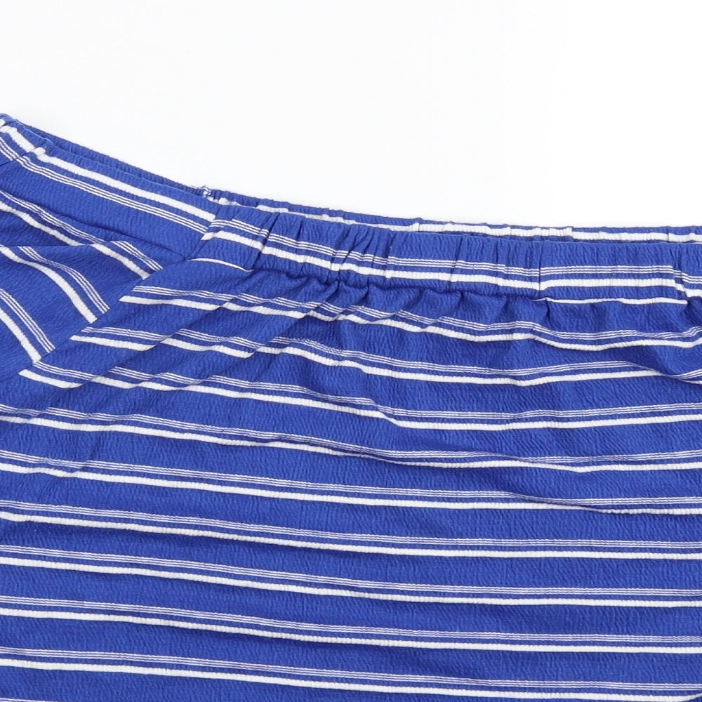 Papaya Womens Blue Striped  Basic T-Shirt Size 16