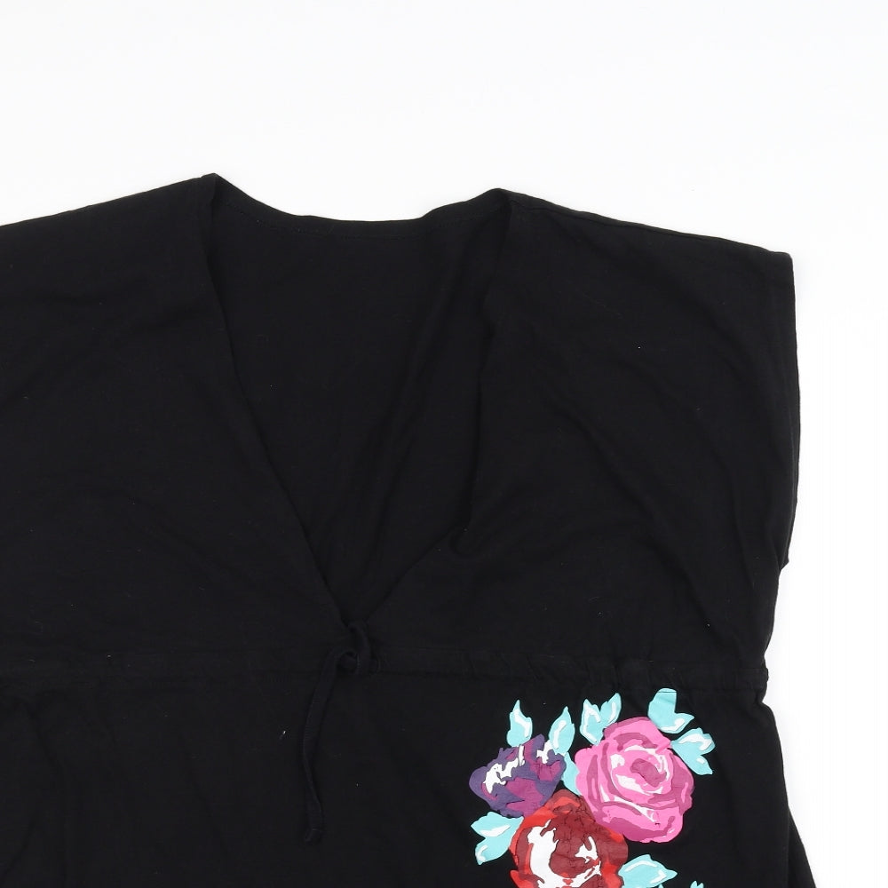 Womens UK Size 14 Resort Black Basic T-Shirt