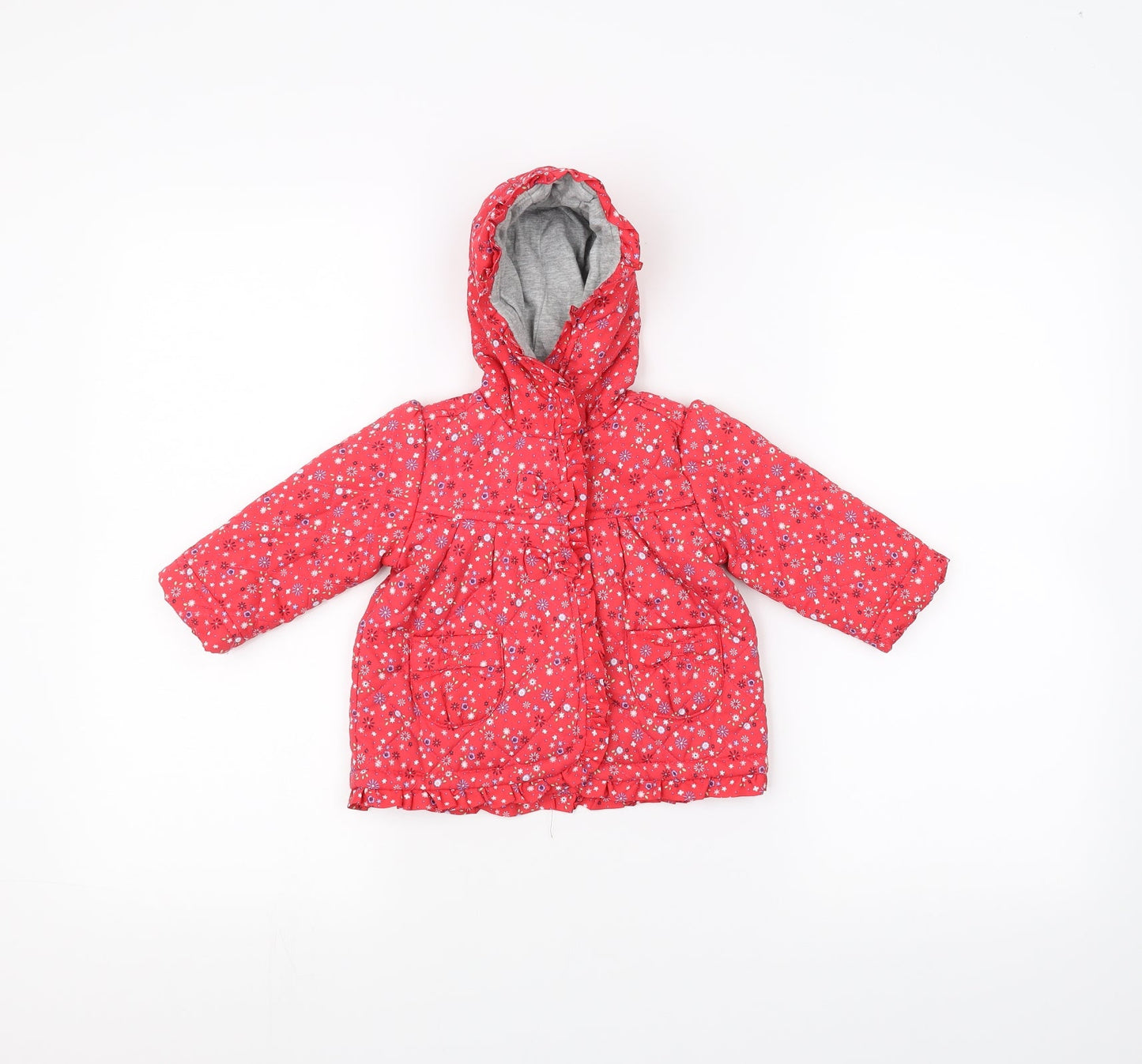 TU  Red Floral  Parka Coat Size 3-6 Months