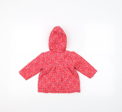 TU  Red Floral  Parka Coat Size 3-6 Months