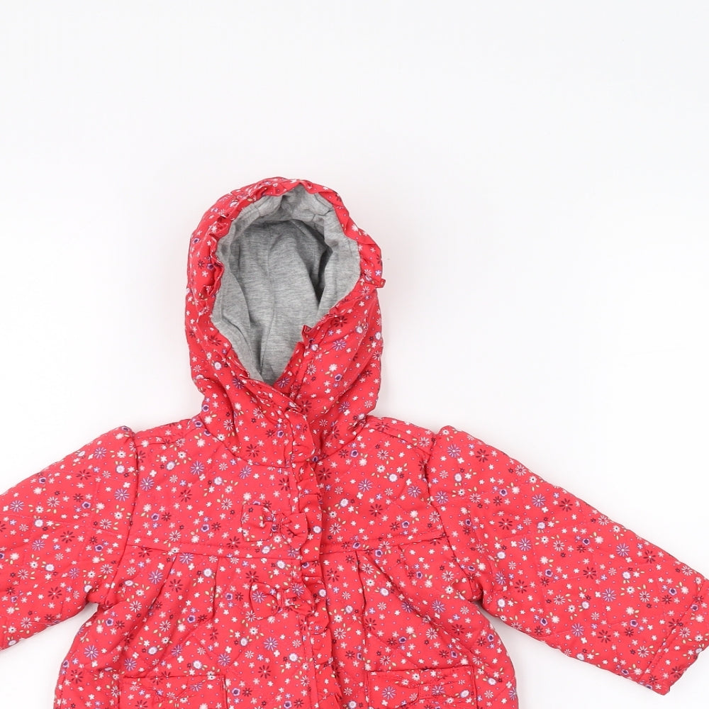 TU  Red Floral  Parka Coat Size 3-6 Months