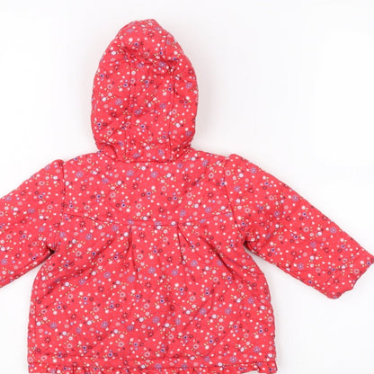 TU  Red Floral  Parka Coat Size 3-6 Months