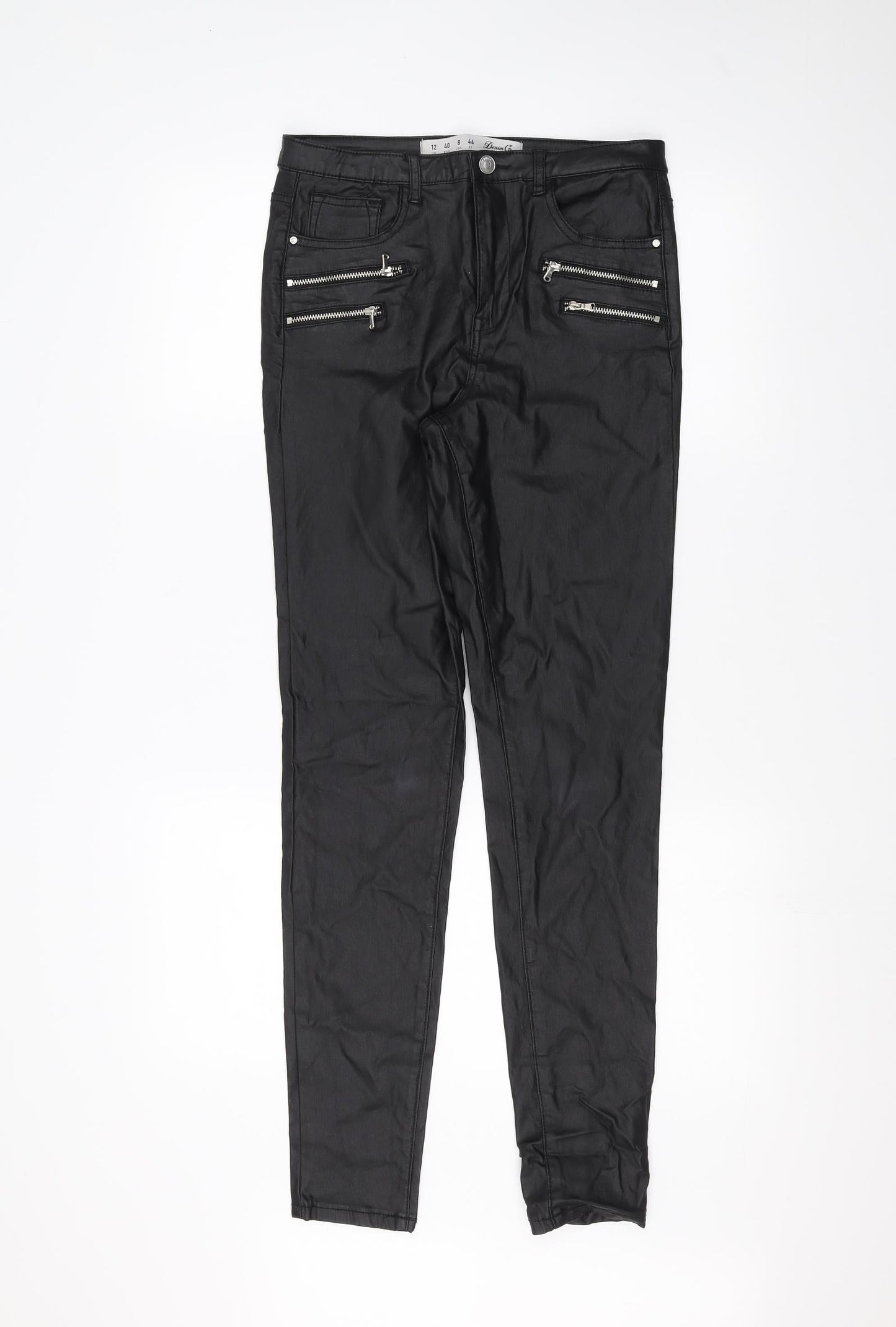 Denim & Co. Womens Black   Trousers  Size 12 L28 in