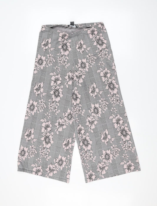 Primark Womens Black Floral  Trousers  Size 10 L21 in