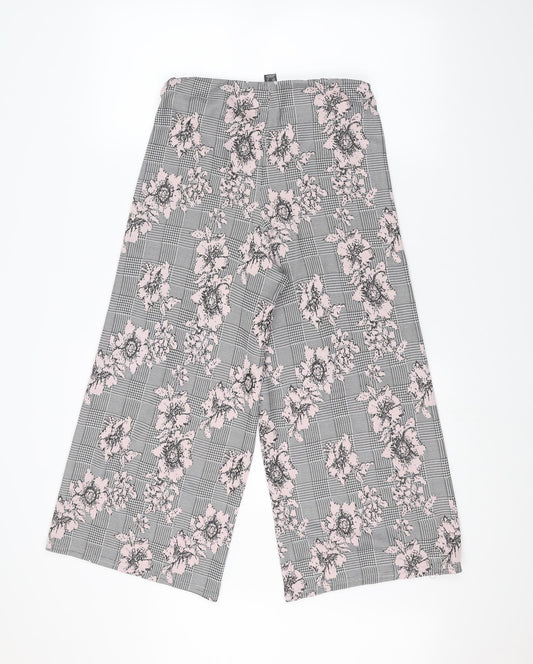 Primark Womens Black Floral  Trousers  Size 10 L21 in