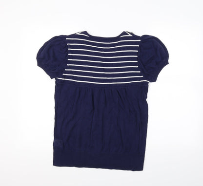 Be Beau Womens Blue Striped  Pullover Jumper Size 14