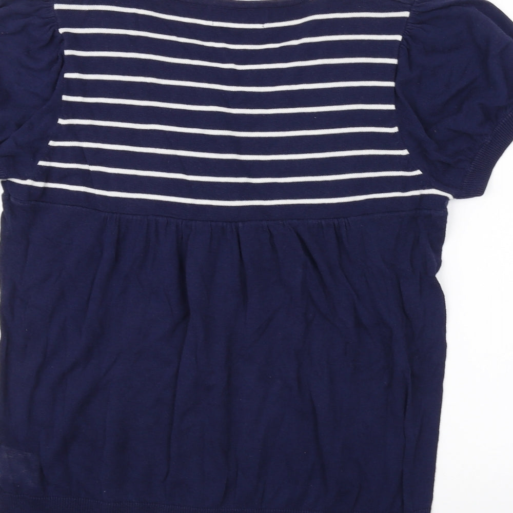 Be Beau Womens Blue Striped  Pullover Jumper Size 14