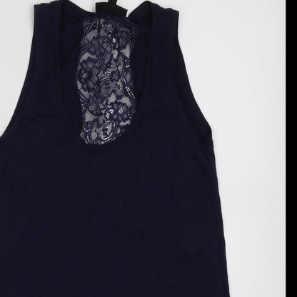 Womens UK Size 8 Warehouse Blue Basic Tank