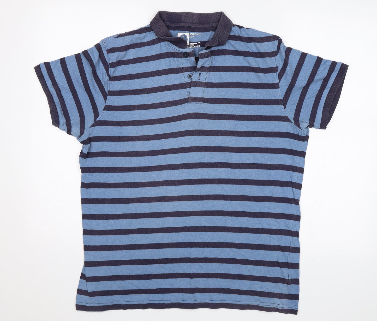 Cedar Wood State Mens Blue Striped   Polo Size L