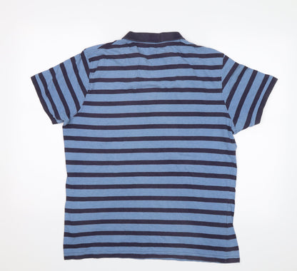 Cedar Wood State Mens Blue Striped   Polo Size L