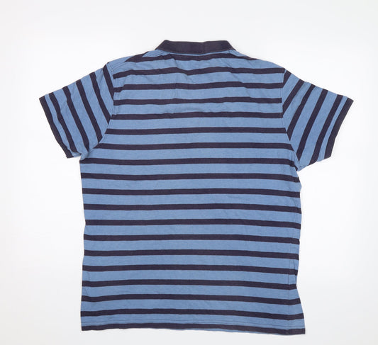 Cedar Wood State Mens Blue Striped   Polo Size L