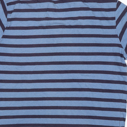 Cedar Wood State Mens Blue Striped   Polo Size L