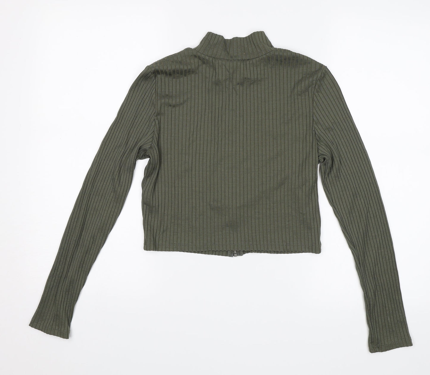 Womens UK Size M Divided Green Cropped Blouse