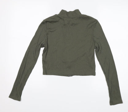 Womens UK Size M Divided Green Cropped Blouse