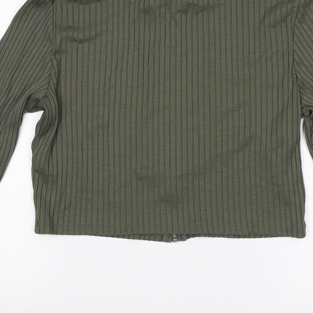 Womens UK Size M Divided Green Cropped Blouse