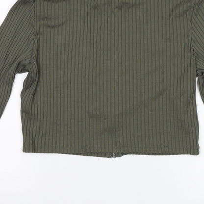 Womens UK Size M Divided Green Cropped Blouse
