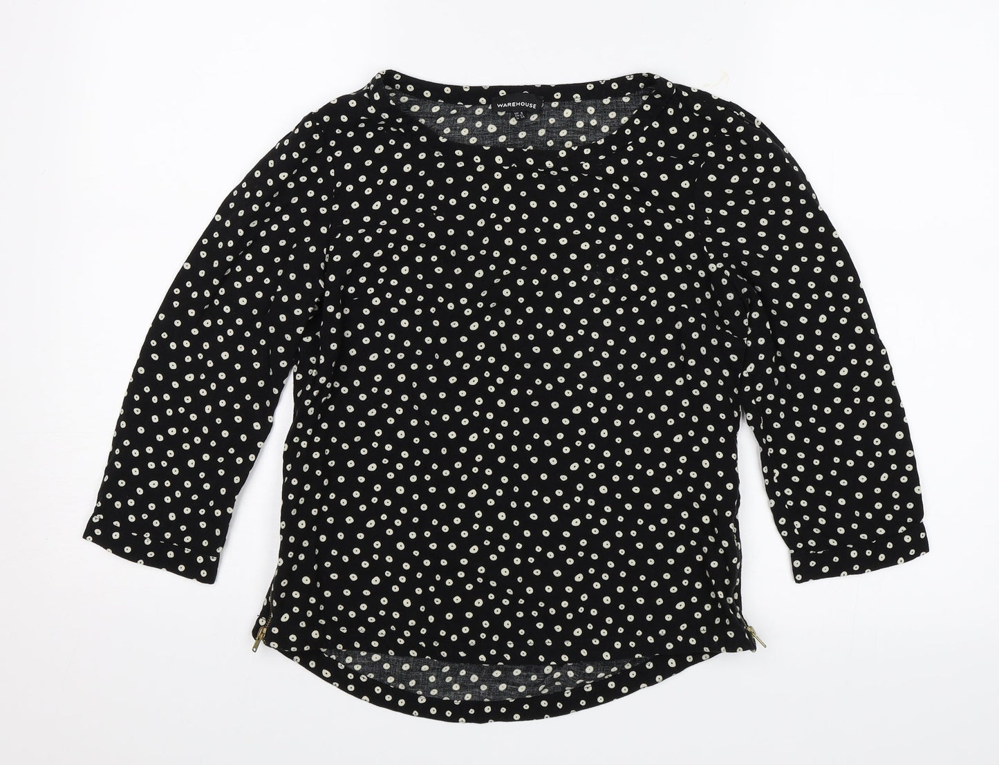Warehouse Womens Black Polka Dot  Basic Blouse Size 8