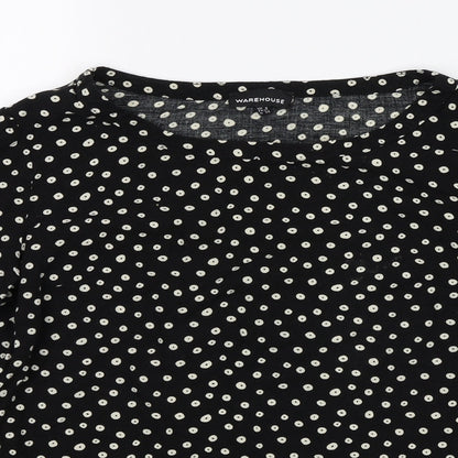 Warehouse Womens Black Polka Dot  Basic Blouse Size 8