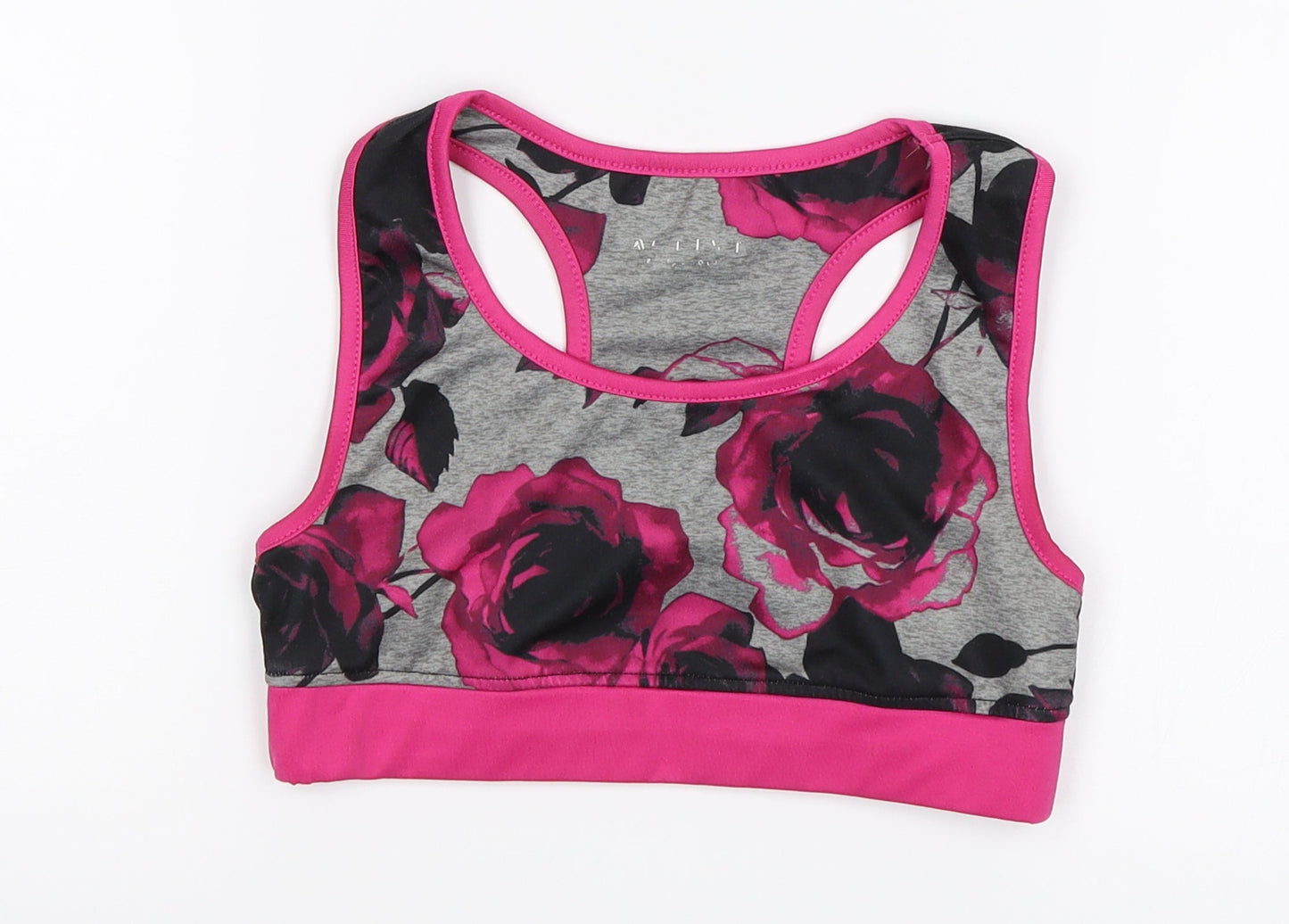 Preworn Girls Pink Floral  Cropped Tank Size 7-8 Years