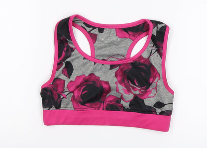 Preworn Girls Pink Floral  Cropped Tank Size 7-8 Years